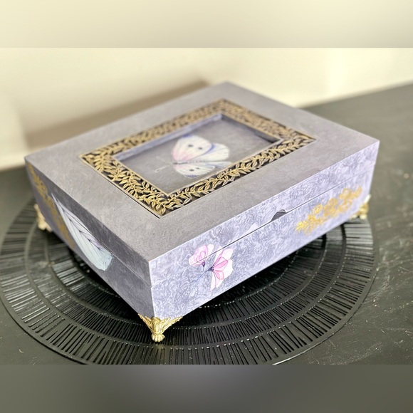 Violet Painted Vintage Jewelry Box - Picture 1 of 14